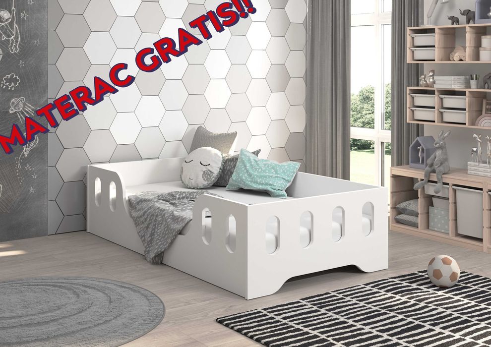 Łóżko dziecięce LAKI 84 x 164 cm biały sonoma DREWNIANE