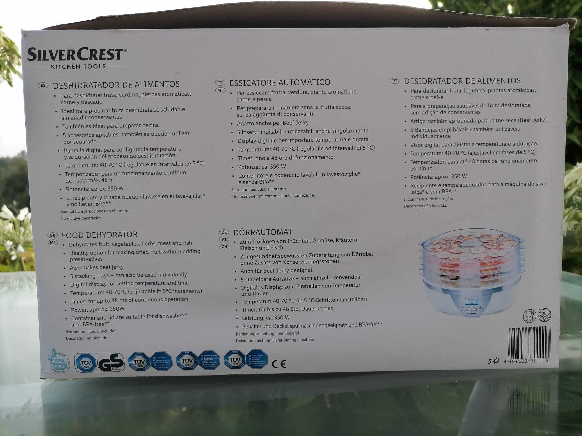 Desidratador de alimentos SilverCrest praticamente novo