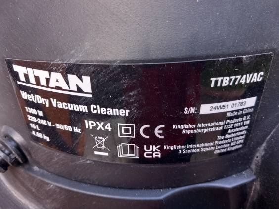 Titan 1300W 16l odkurzacz na mokro i sucho 240V