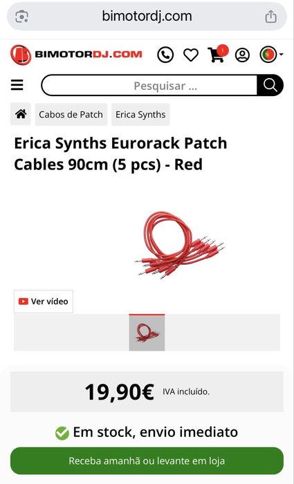 Erica Synths Eurorack Patch Cables 90cm (5 pcs) - Red