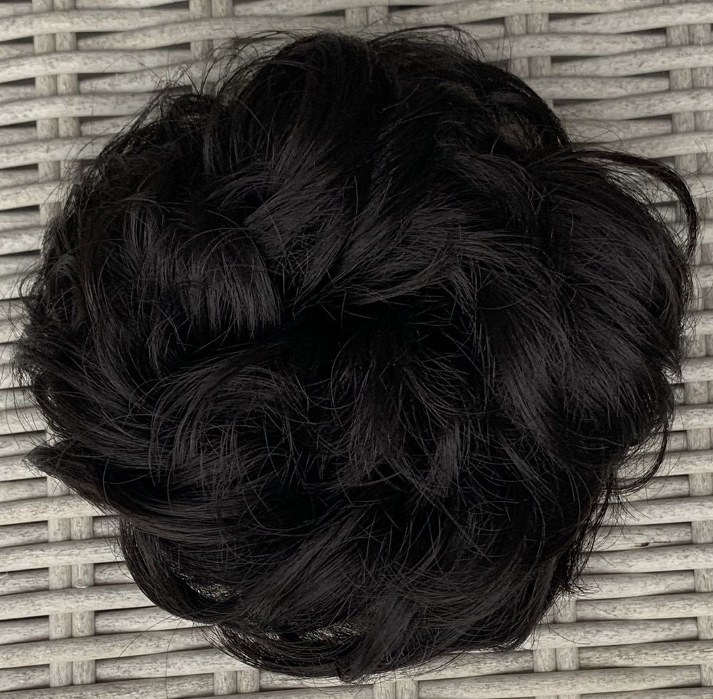 Włosy doczepiane, czarny kok na gumce ( 97 )