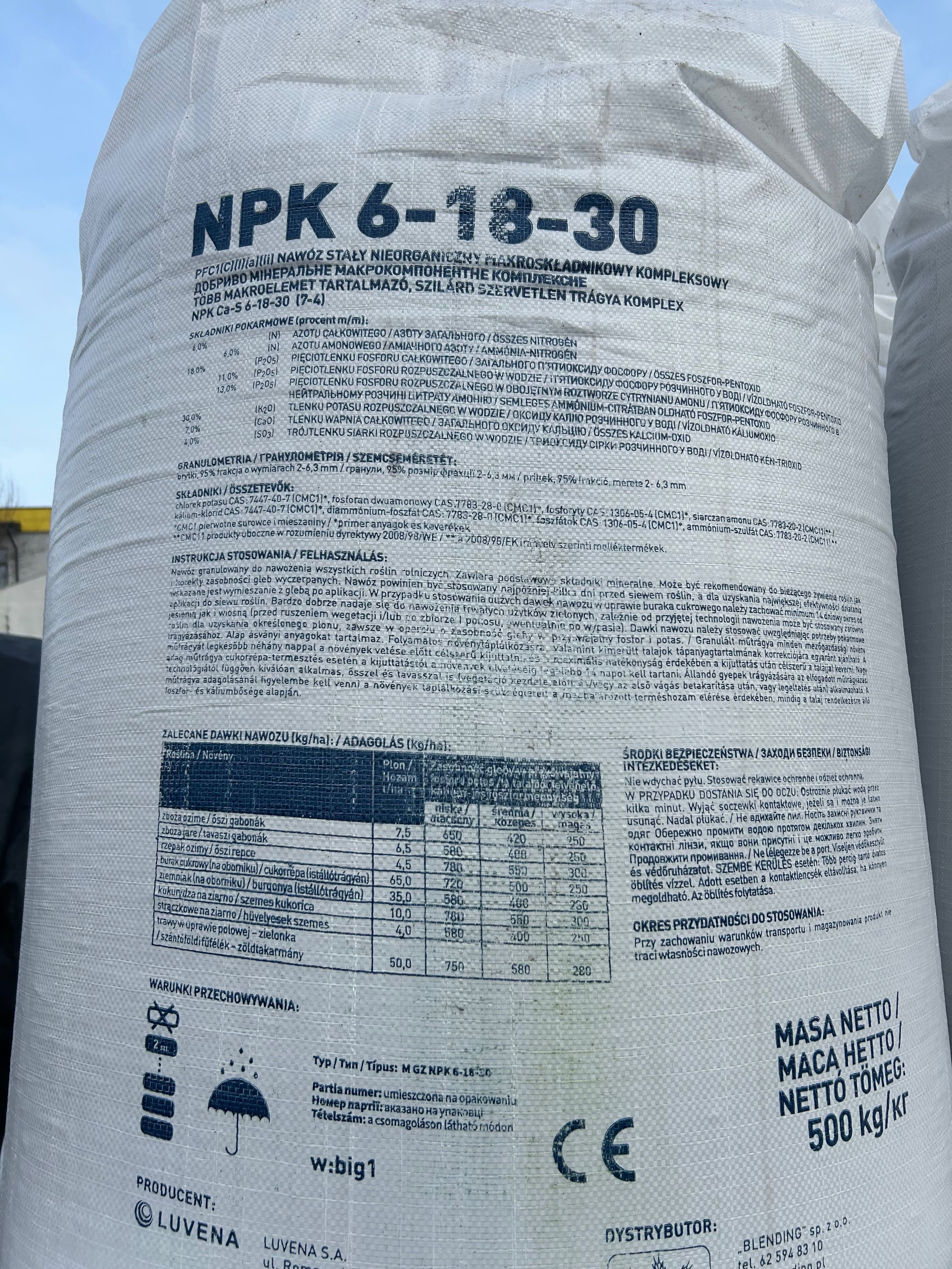 NPK 6-18-30 +4S +7Ca jak optiplon, Polifoska