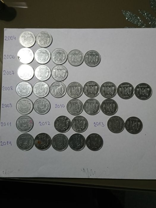 Монети по 1коп, 2 коп, 5 коп, 10 коп, 25 коп, 50 коп (1992)