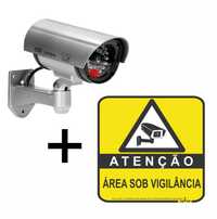 CÂMARA Fictícia/Falsa + Placa vídeo vigilância 25CM PVC 3MM