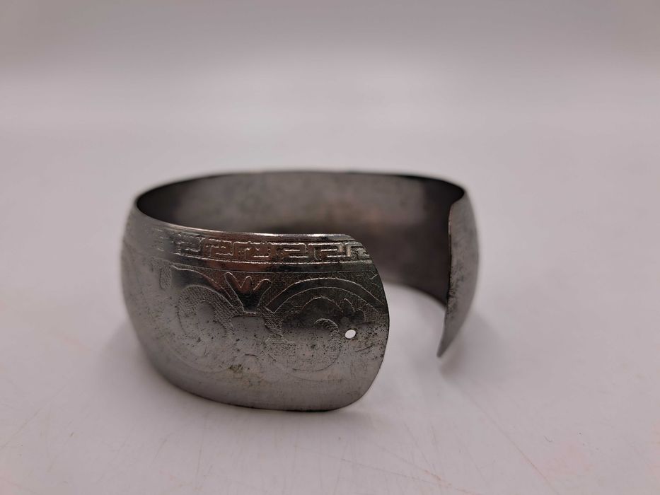 Bransoletka bangla srebrna metalowa meander grawer jak Ryszard Stroińs