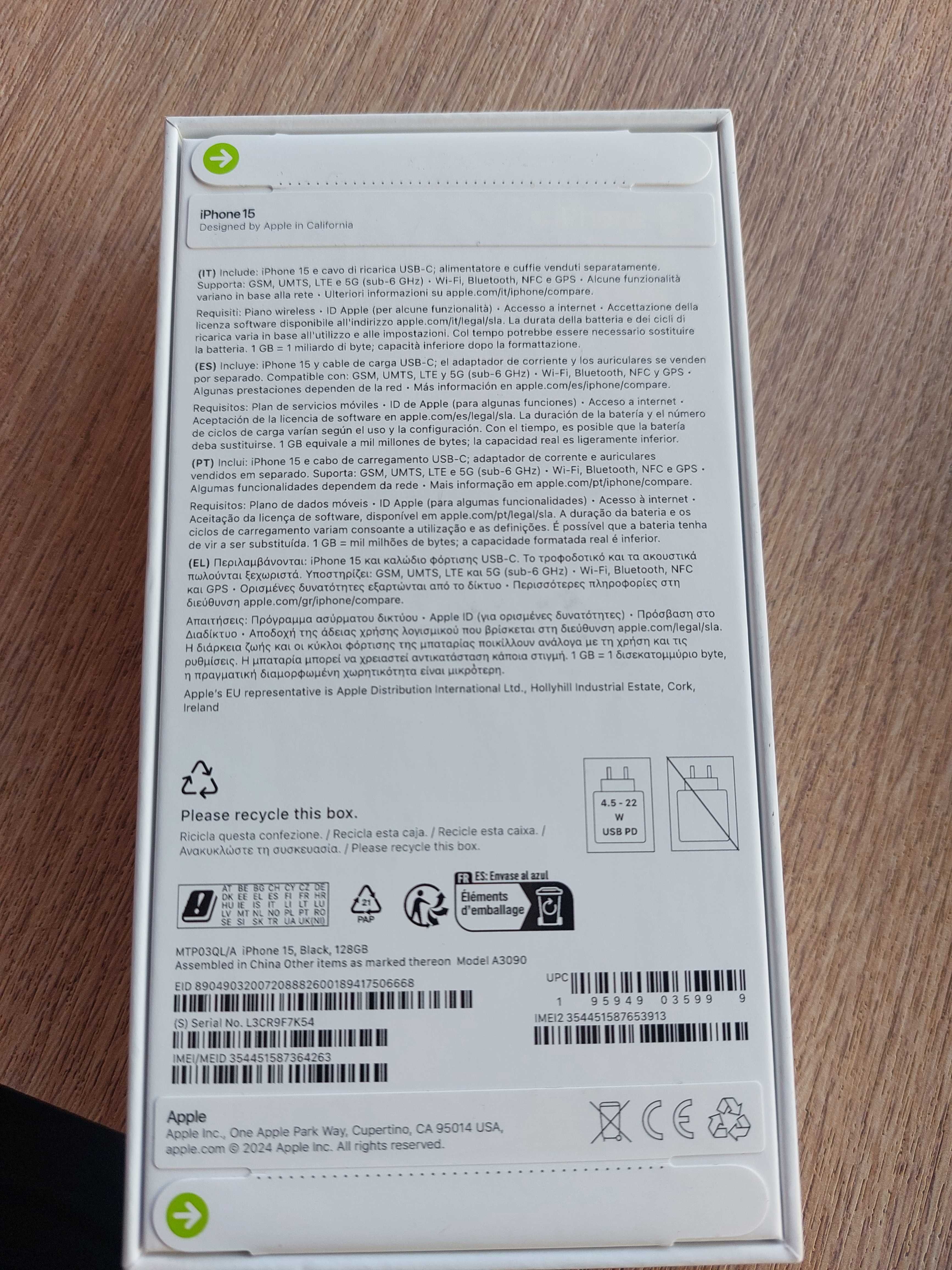 IPhone 15 Black 128GB desbloqueado e caixa fechada e com garantia