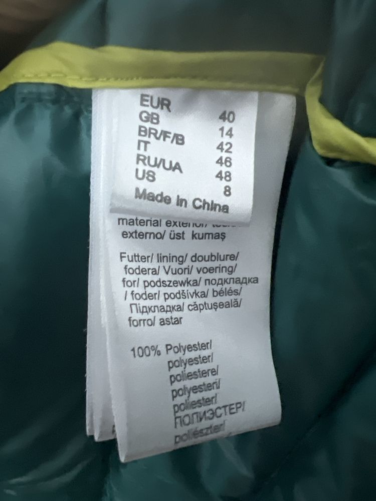Płaszcz puchowy zielony 40 L z kapturem puch naturalny Rainbow