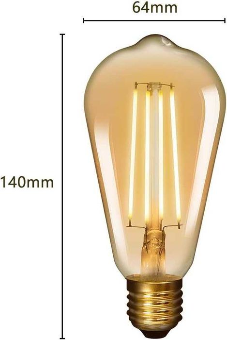 Żarówka LED FILAMENT Vintage Retro Edison ST64 2500k E27 6W Bursztyn