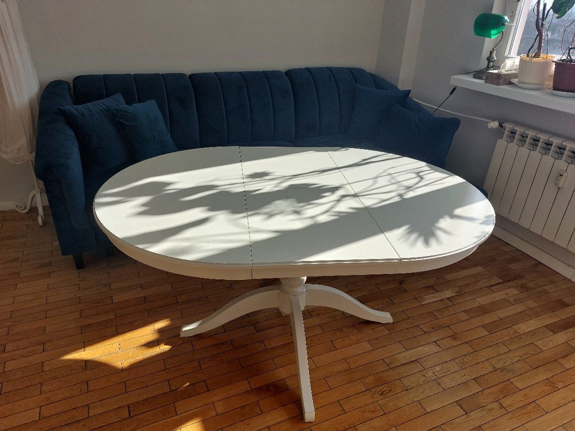 Ikea Ingatorp 110 cm biały okrągły stół rozkładany