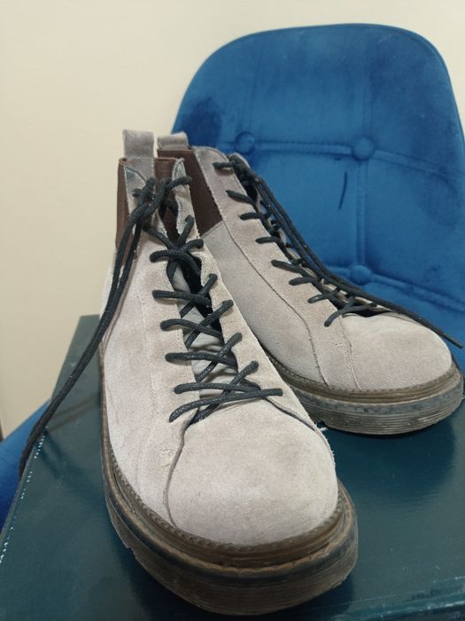 Замшеві жіночі черевики, ботінки на  товстій підошві р.39