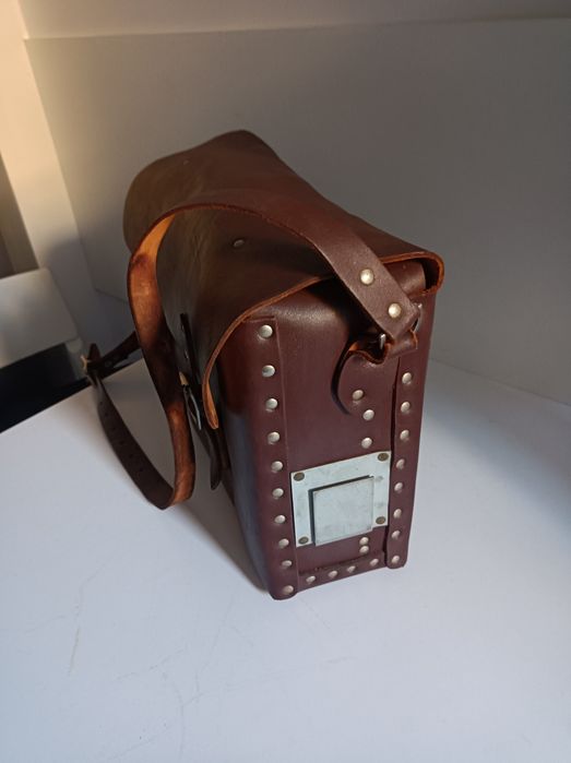 Torba skórzana Rzemienna) kolejowa z lat 60 tych.Angila.