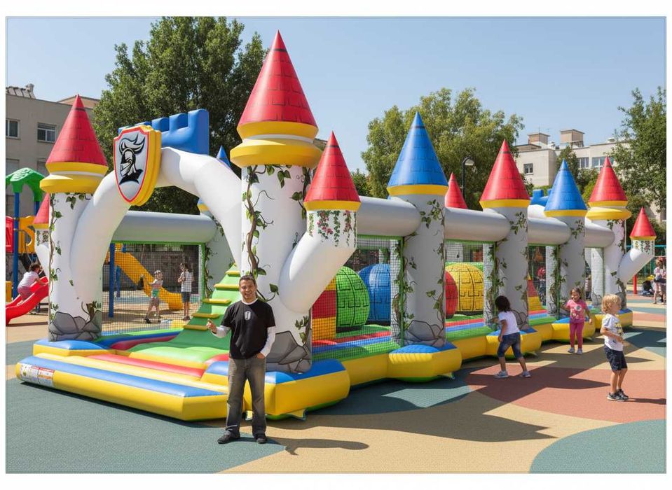 Dmuchaniec ZAMEK Dmuchany Plac Zabaw  15,5 x 6.0 x 5,0 m RÓŻNE WZORY