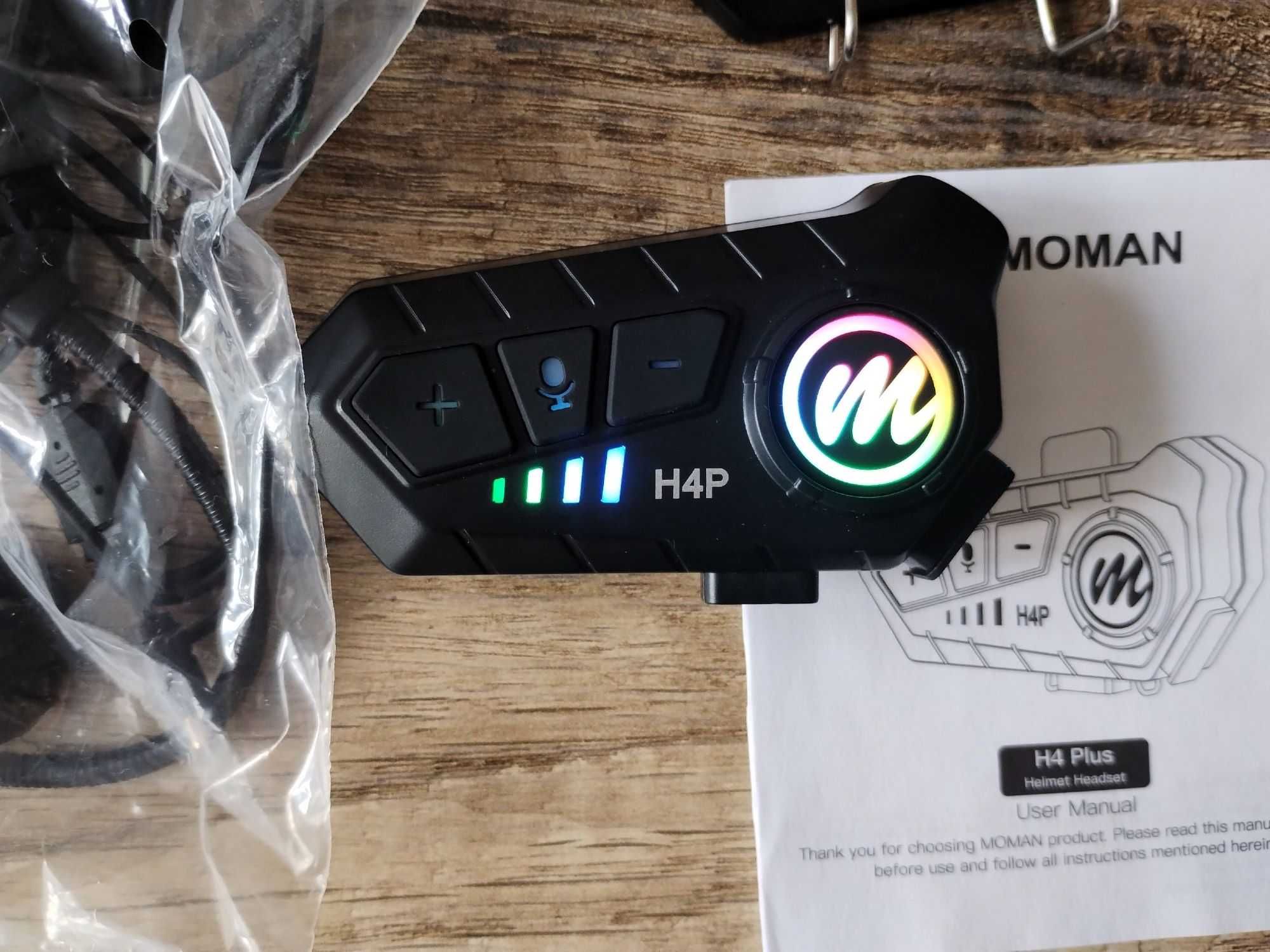 Moman H4 Plus zestaw słuchawkowy do kasku motocyklowego, wodoszczelny.