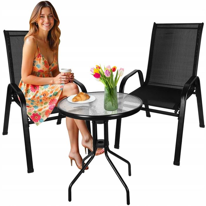 Zestaw Mebli Ogrodowych – Stół + 2 Krzesła Idealny na Taras i Balkon‼️