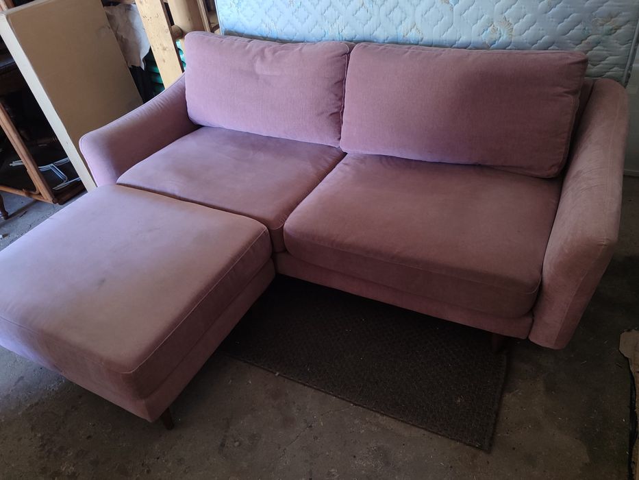 Sofá rosa 2l com chaise possibilidade de entrega