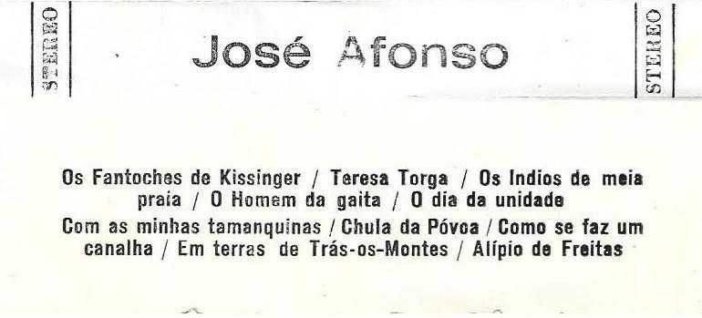 José Afonso	- - - - -		José Afonso (Com as Minhas Tamanquinhas)	- - K7