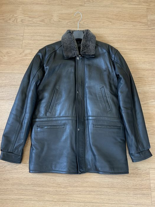 Чоловіча шкіряна зимова куртка