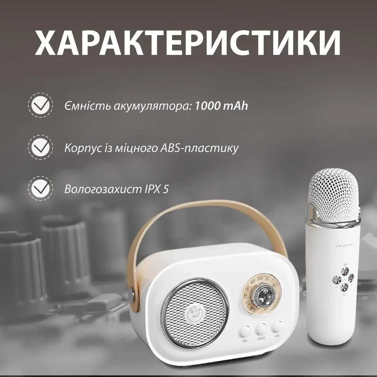 Детская караоке колонка Bluetooth с микрофоном 1000 мАч IPX5