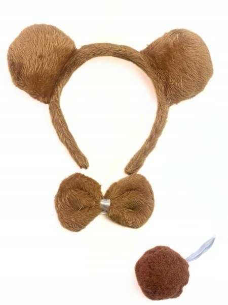 Zestaw przebranie Miś – opaska uszy, muszka, ogon bal piknik misiu