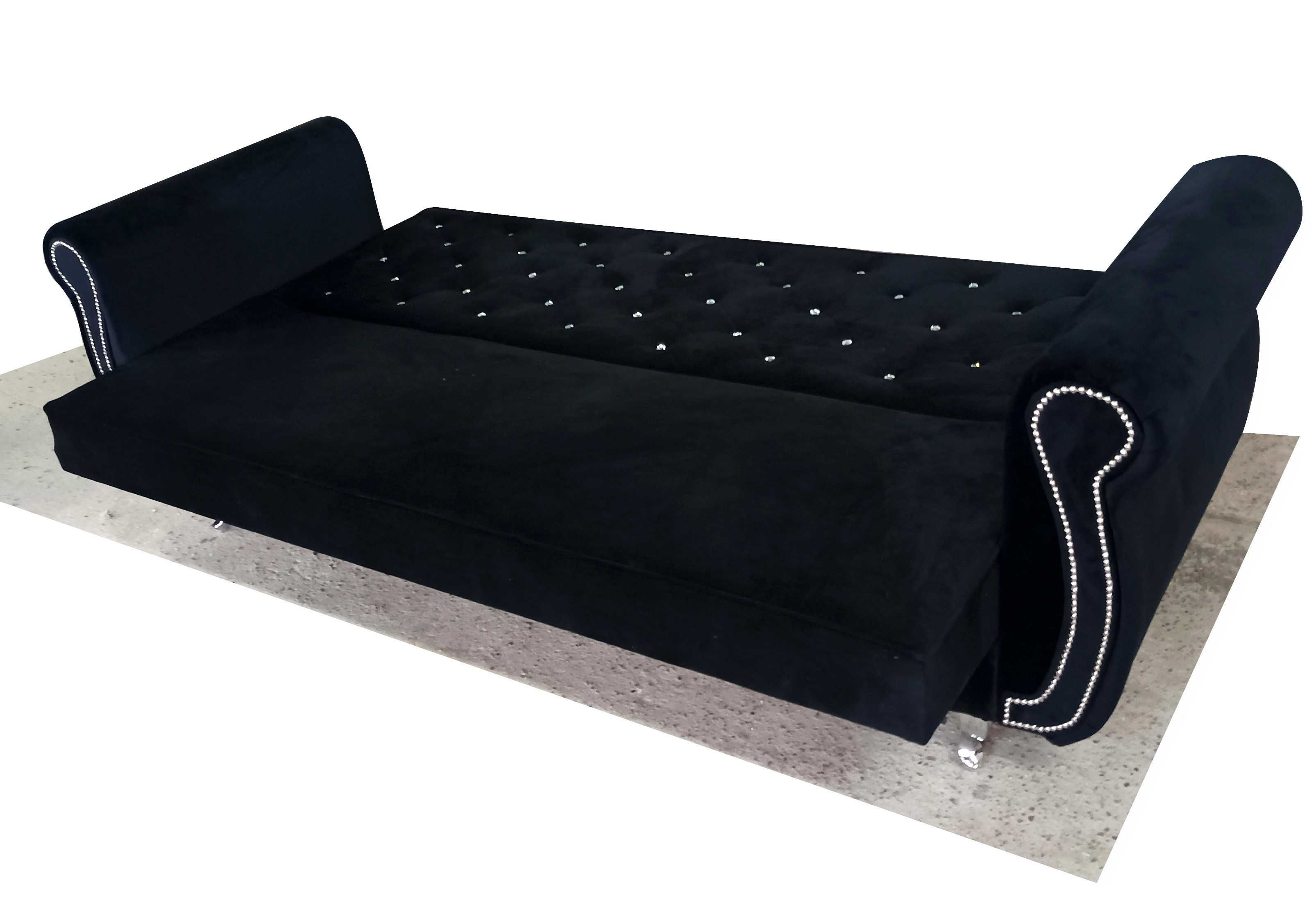 Sofa Wersalka Kanapa z pojemnikiem Glamour kryształ pinezka
