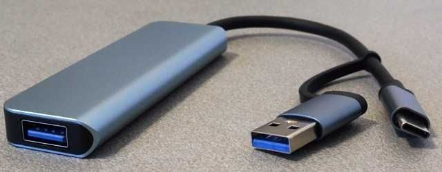 Hub USB 3,0/C koncentrator aluminiowy 5 w 1