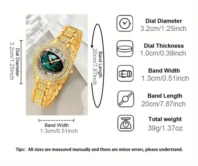 Damski komplet zegarek bransoletka kolczyki naszyjnik