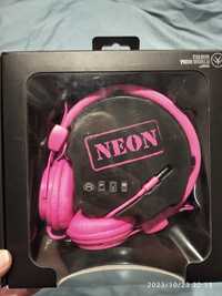 Nowe słuchawki nauszne neonowo różowe
