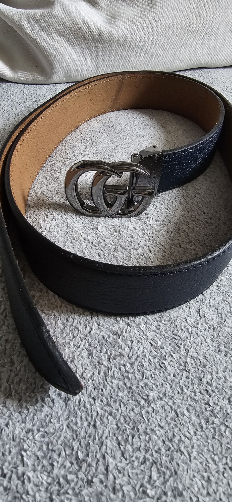 Pasek w stylu Gucci – z klamrą GG, czarny, rozmiar 115