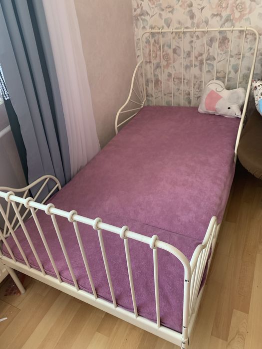 IKEA, MINNEN Łóżko o regulowanej długości, biały, 80x200 cm