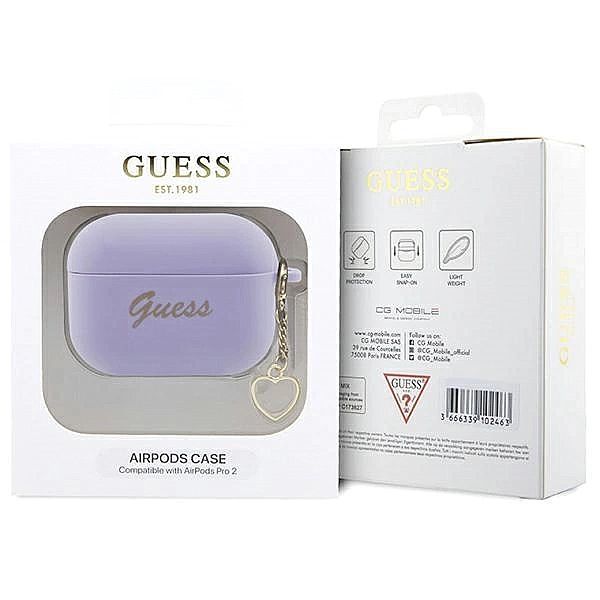Etui Guess Silicone Charm Heart Collection na AirPods Pro 2 - purpurow