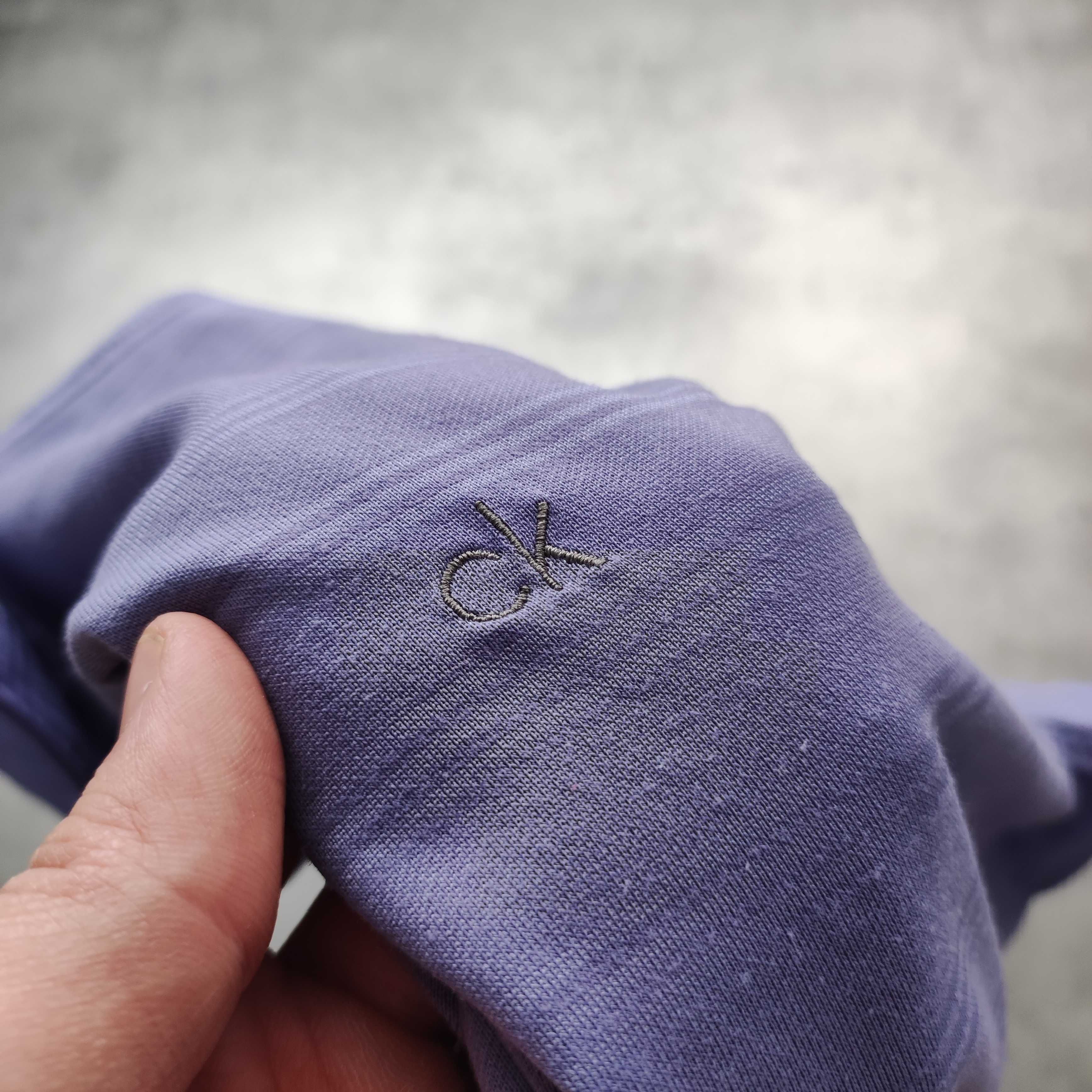 MĘSKA Koszulka PREMIUM Lato Fioletowa CK Małe Logo Calvin Klein Haft