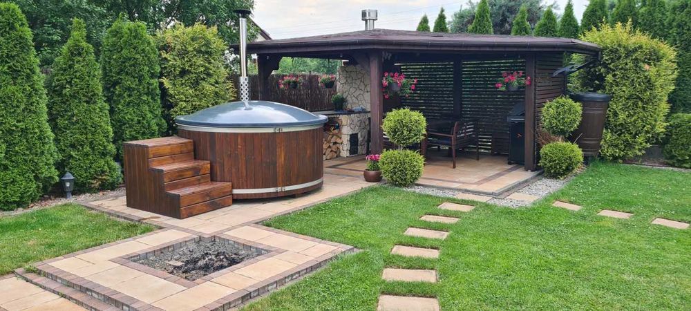 Bania balia akrylowa GAZOWA Gorąca Bania LED Jacuzzi w ogrodzie