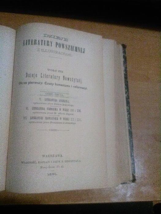 Dzieje Literatury Powszechnej z Ilustracyami,1 i 2-W-a 1891 psk