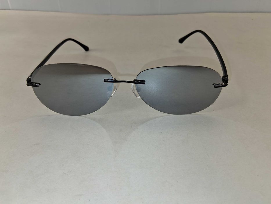 N096 Okulary Przeciwsłoneczne Bezramkowe Pilotki Czarne Unisex