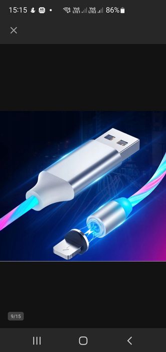Kabel magnetyczny świecący kabel 2w1 IPHONE USB-C