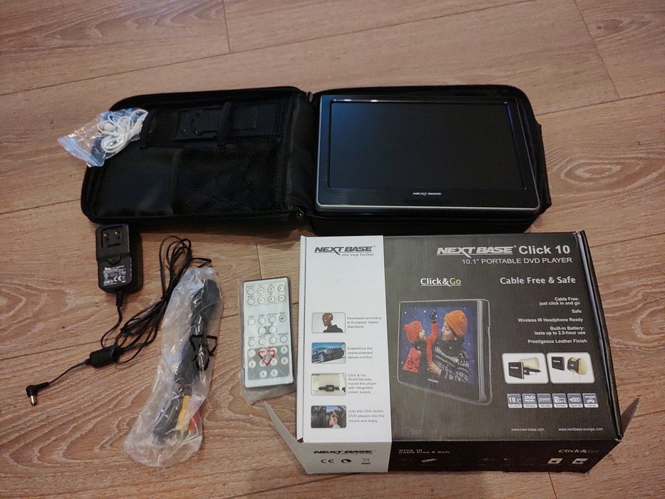 Odtwarzacz dvd player next base click 10 plus uchwyt na zagłówki