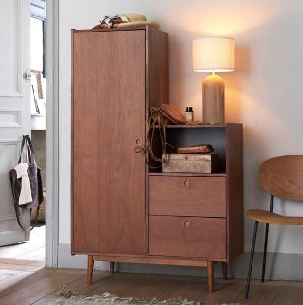 Guarda-roupa vintage com 1 porta e 2 gavetas