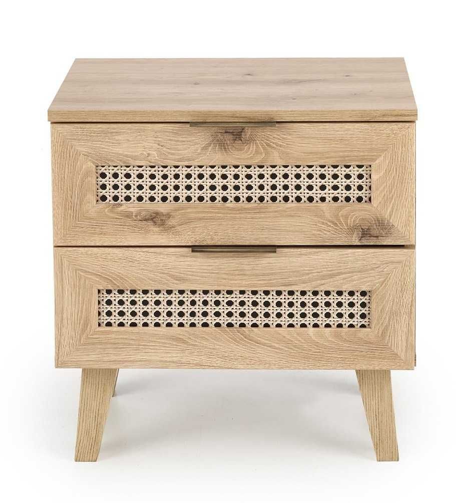 Szafka nocna BORNEO SN-1 plecionka wiedeńska, dąb artisan/czarny