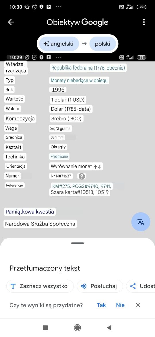 Srebrna moneta 1 dolar