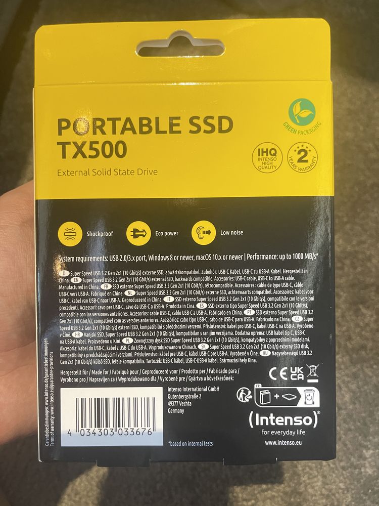 Intenso portable ssd 1TB 1000mb/s. Nowy