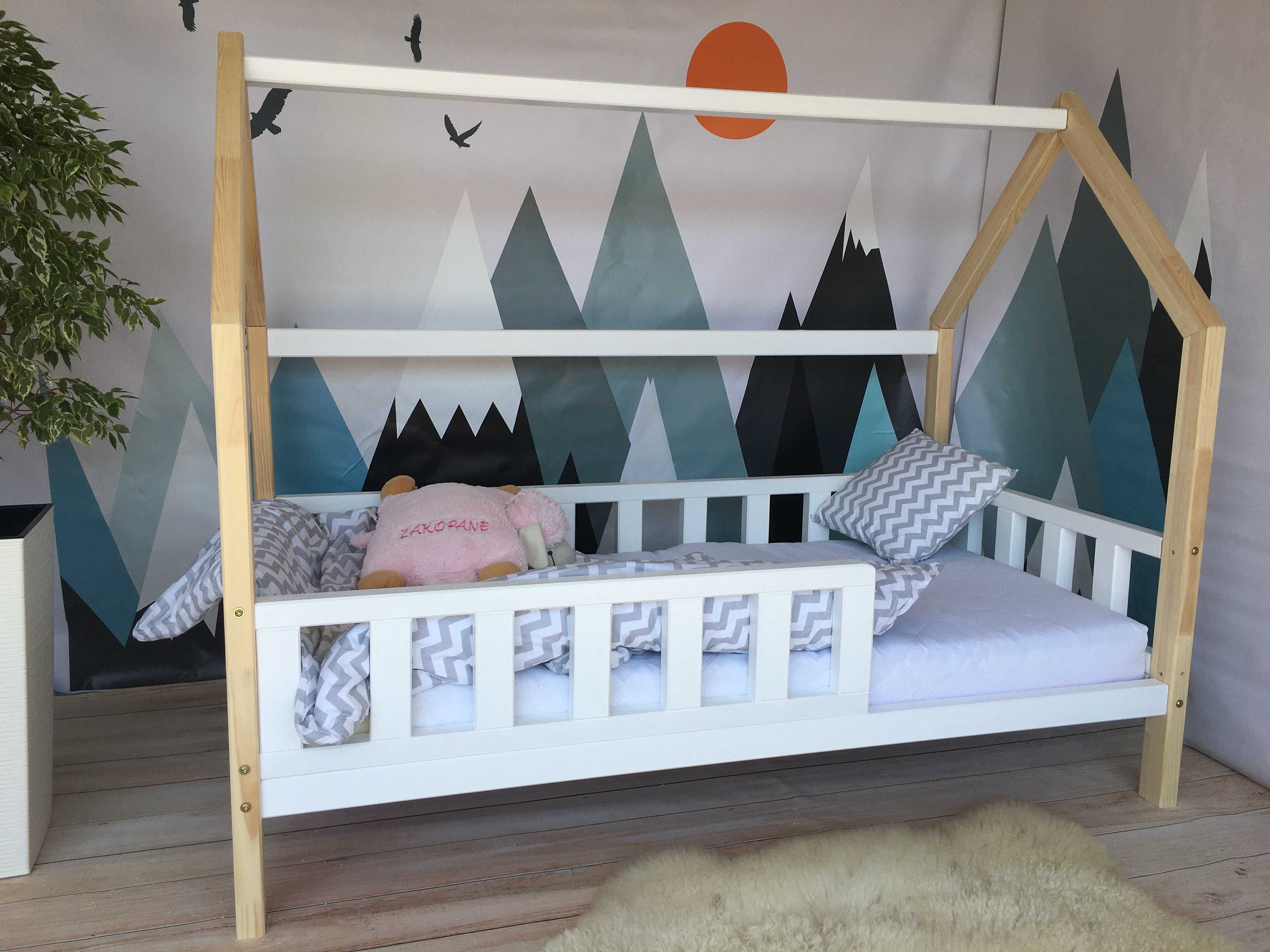 Łóżko dziecięce domek łóżko dla dziecka z barierkami białe