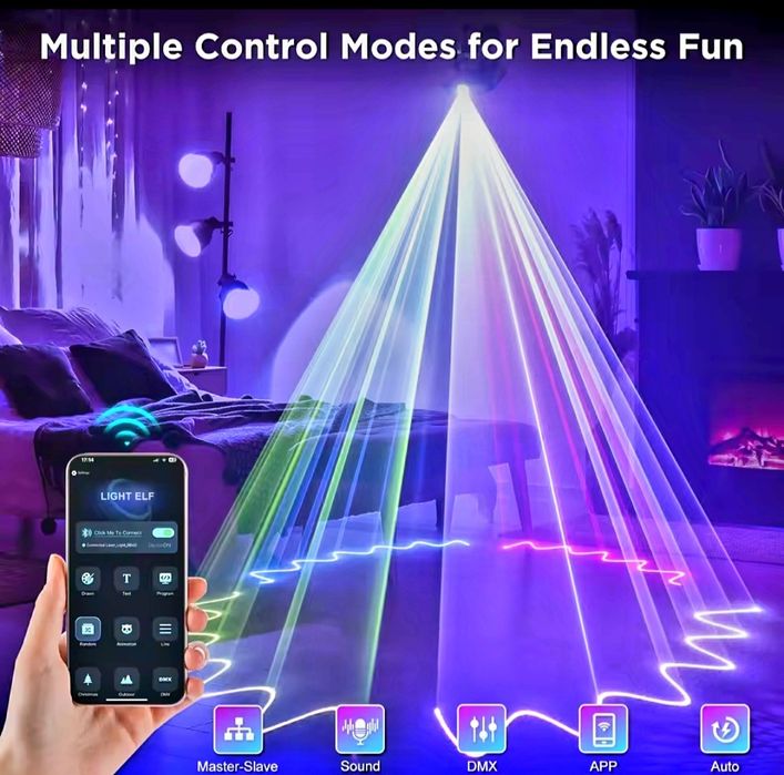 Efekt świetlny Laser Animacyjny 3D, Bluetooth. Stan Nowy