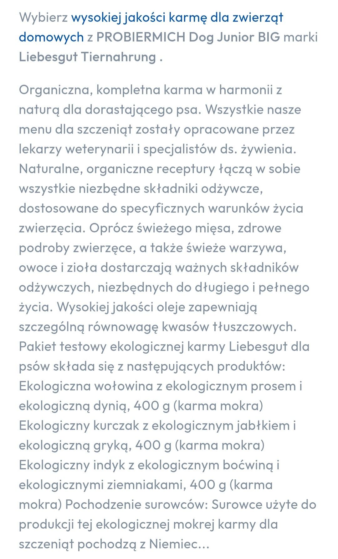 120x200g Liebesgut 76% Mięsa bez ZBÓŻ PREMIUM BIO WOŁOWINA dla PSA naj