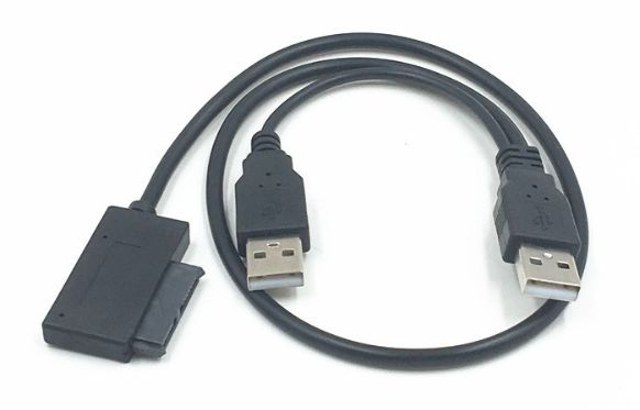 Переходник-адаптер с USB 2.0-SATA (7+6) 13pin -> ноутбук DVD-CD-ROM