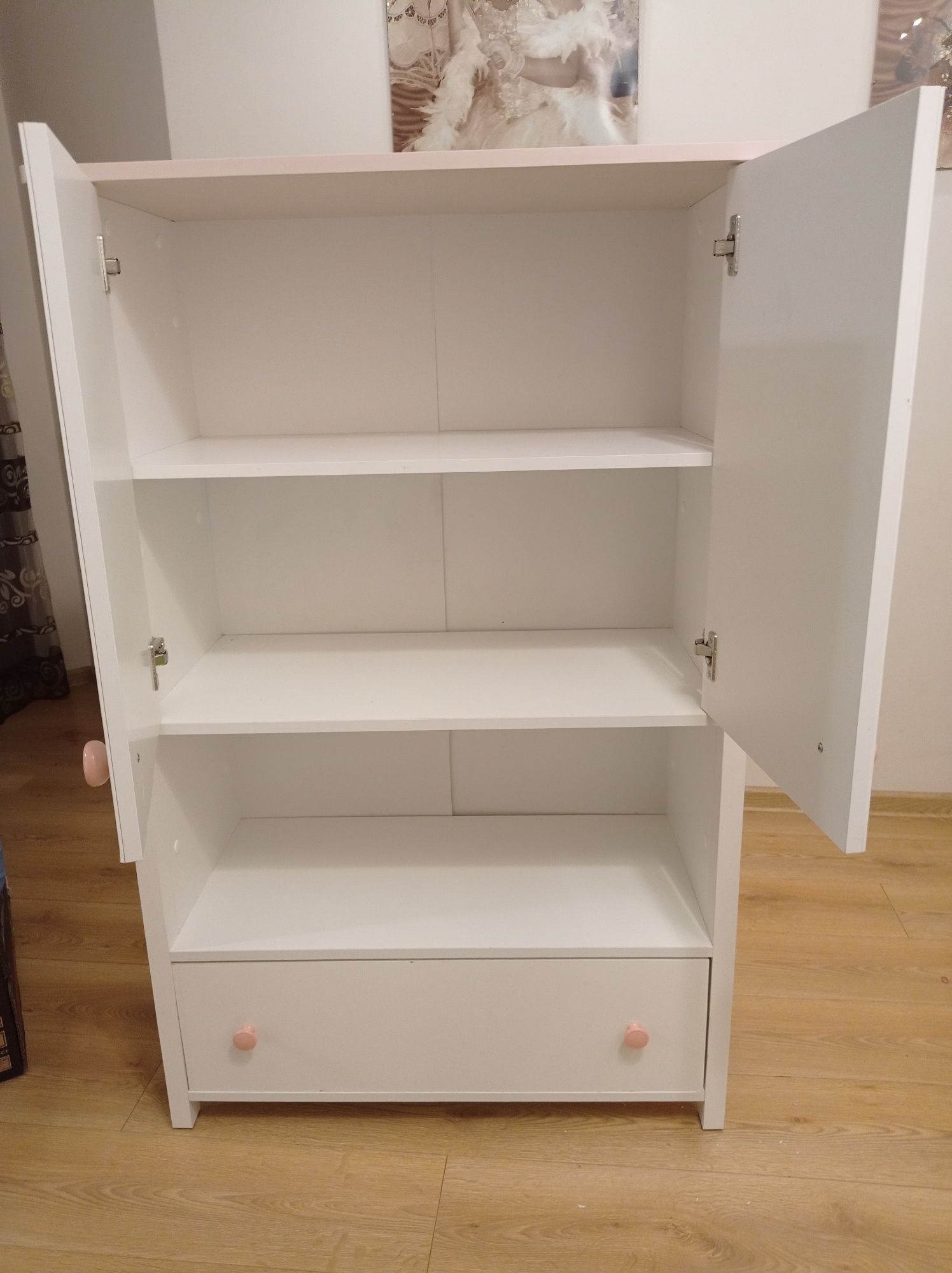 Komoda, szafka biało różowa Luna dla dziewczynki