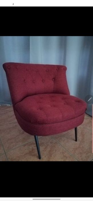 Poltrona giratória bordô em tecido como nova