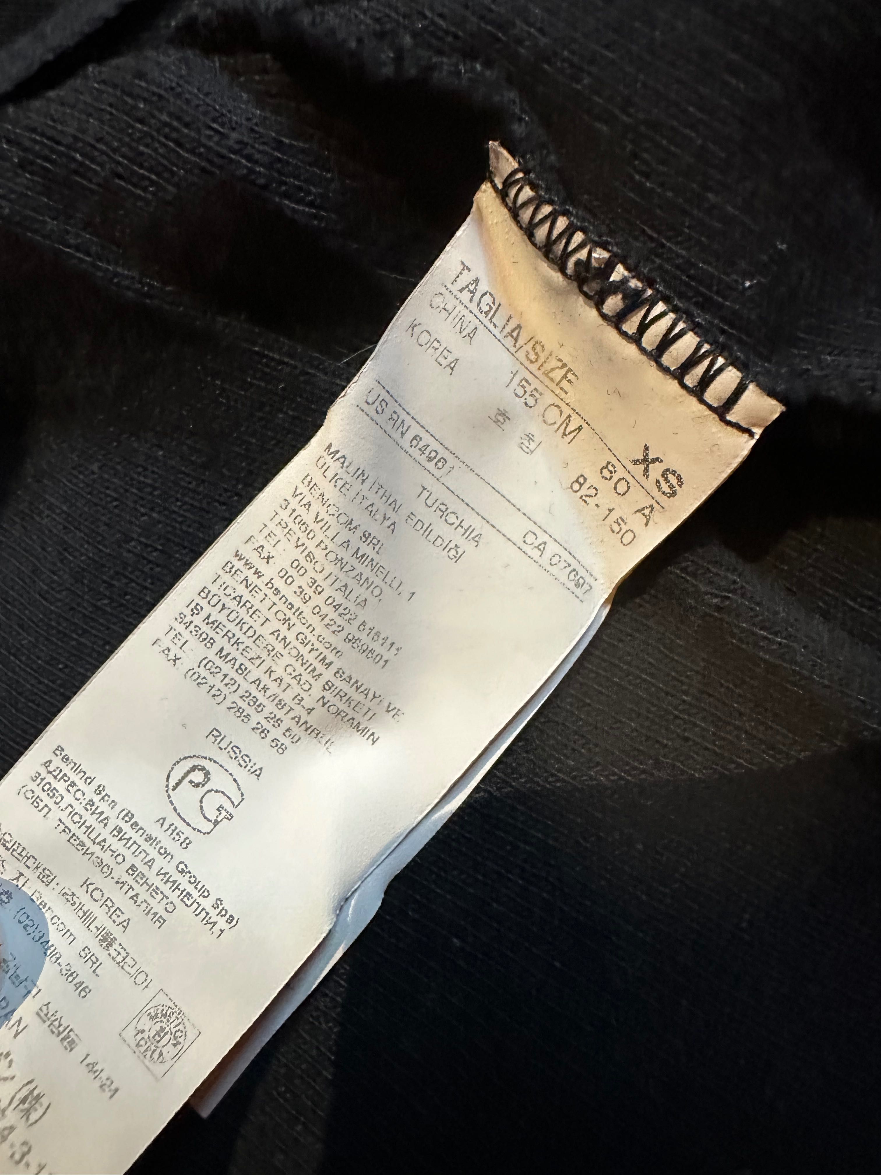 Benetton bawełniany sweter niebieski granat kardigan wiązany