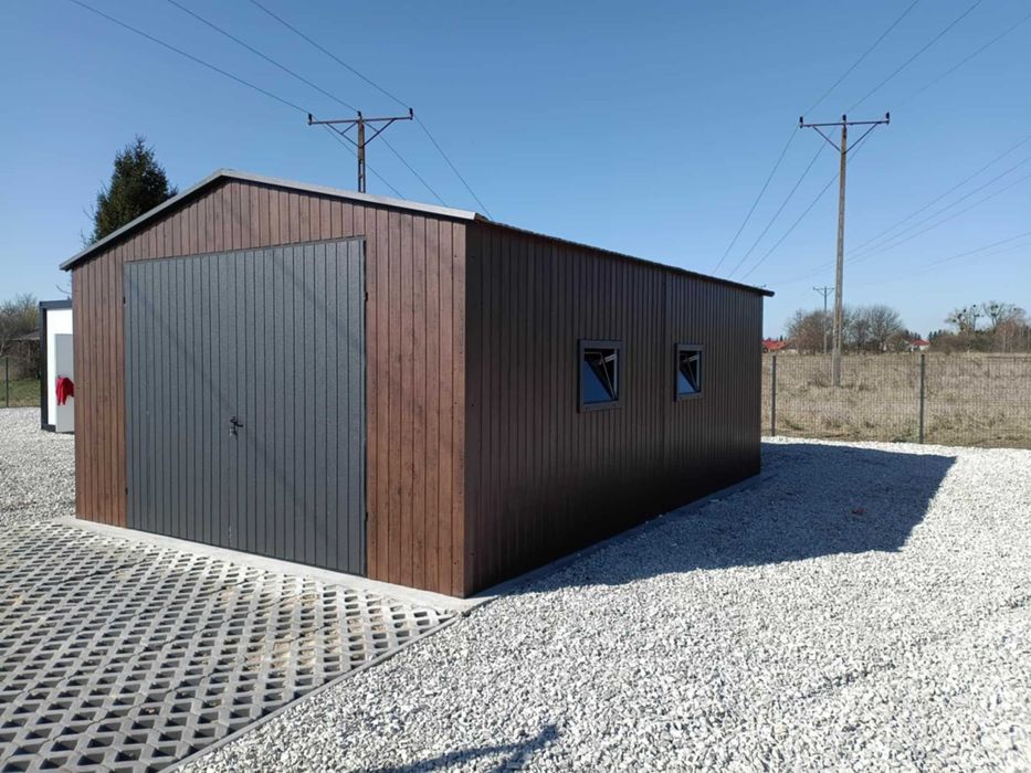 Garaż blaszany 5x7 drewnopodobny, garaże 4x6,5x6,6x6,7x6 z profili,