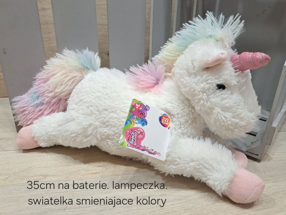 Biało rozowy jednorozec unicorn maskotka na baterie nowy lampka