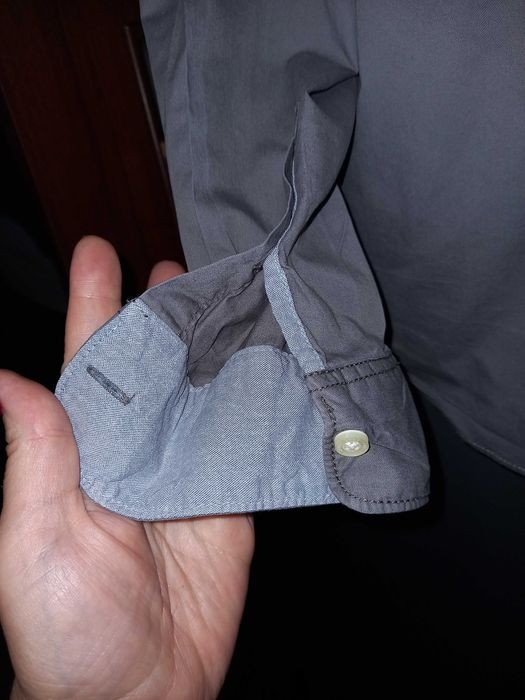 Серая рубашка с длинным рукавом на парня 12-13 лет, рост 160 см